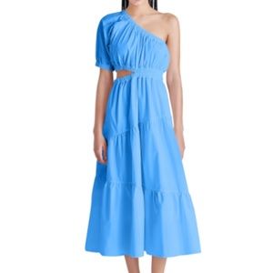 Steve Madden Leena Cutout One-Shoulder Cotton Midi Dress